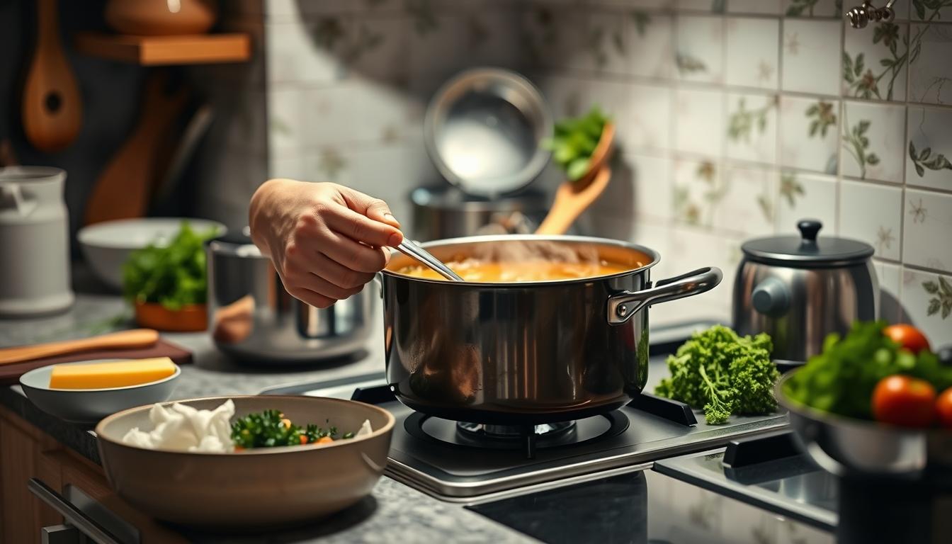 Balanced healthy meal prepared in a home kitchen